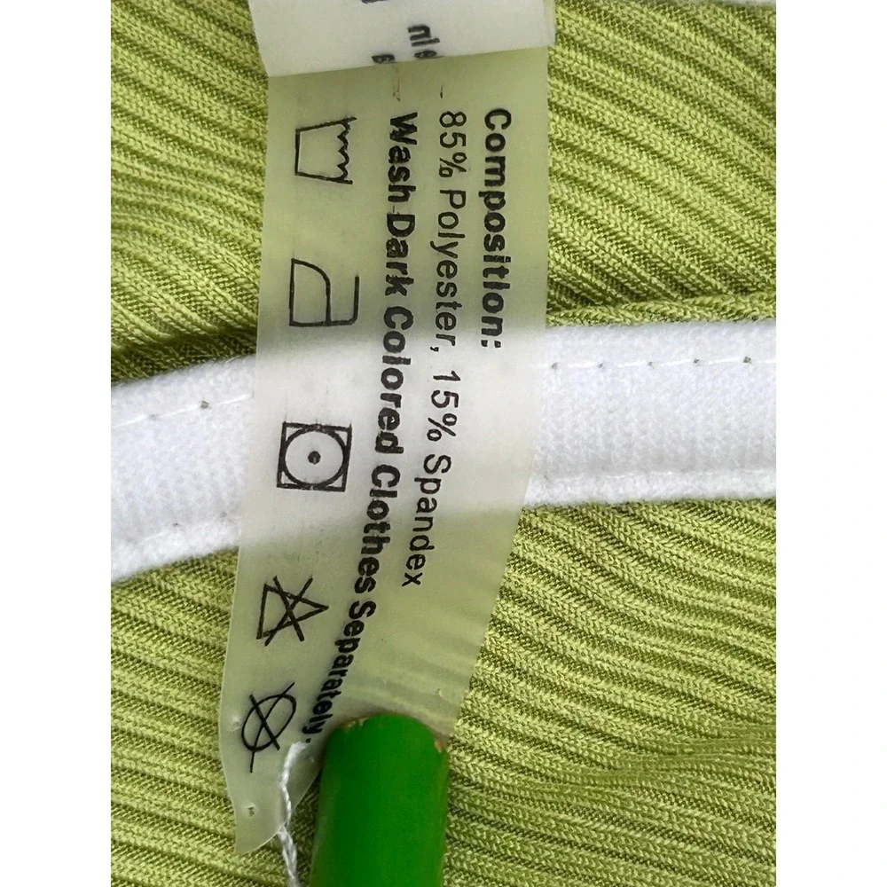 Zaful Lime Green Ribbed Underwire Bikini Set Y2K High Cut‎ Two Piece Swimsuit M